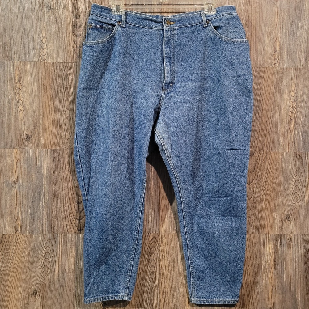Vintage Lee Tapered Jeans Plus Size 24 x 27 Medium Wash Union Made in USA